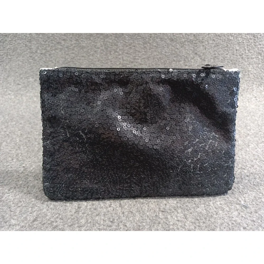 Betty Boop By Ipsy Pink Black Zip Up Makeup Bag Black Sequined 7.25